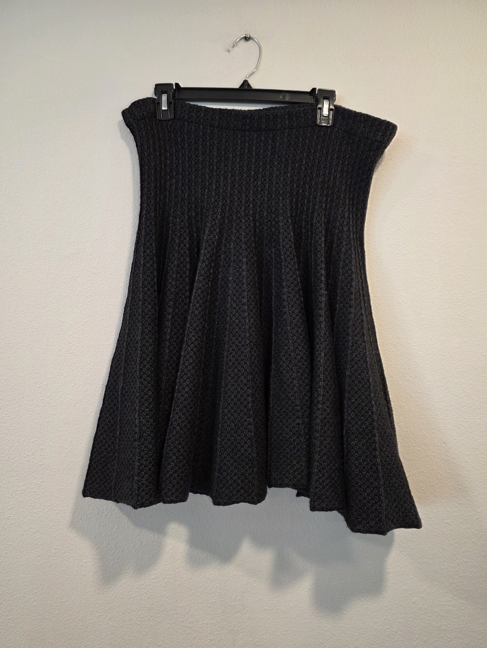 Etro Black & Charcoal Printed Knit Wool Midi Skirt -FLAWED